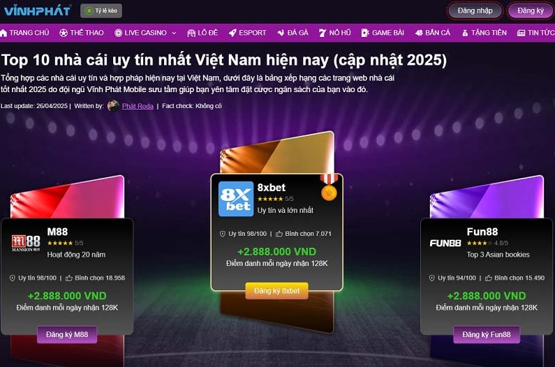 Vĩnh Phát Mobile là nền tảng đánh giá các nhà cái trực tuyến
